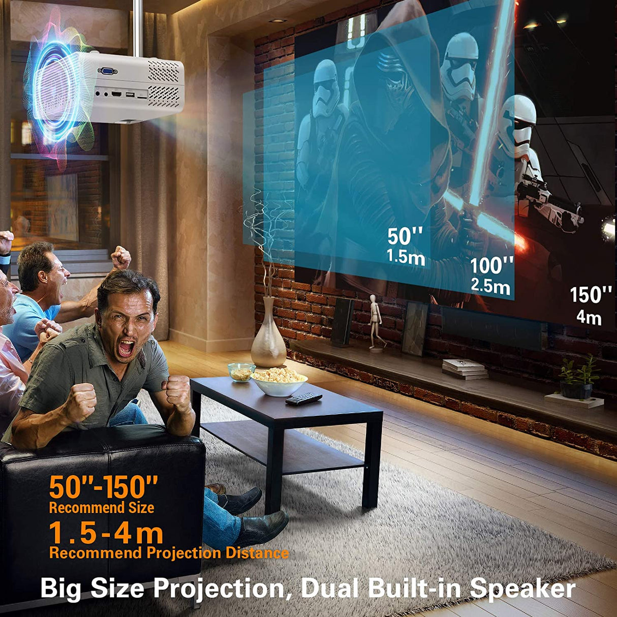 Projector, WiFi Mini Projector Portable, Samzuy 1080P