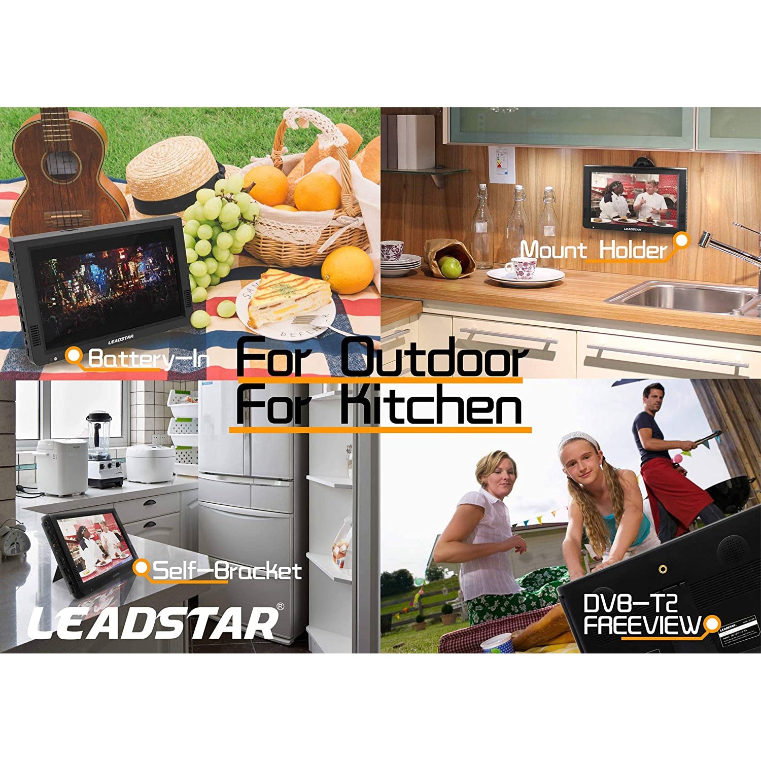LEADSTAR D14 14 Inch HD Portable TV DVB-T2 ATSC Digital Analog Television