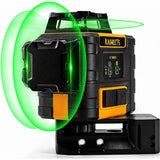 Kaiweets KT360A Laser Level Green, 3X360° Laser Level, 3D Lines Laser 30M (Up to 60M with Detector) with Self-Levelling Mode