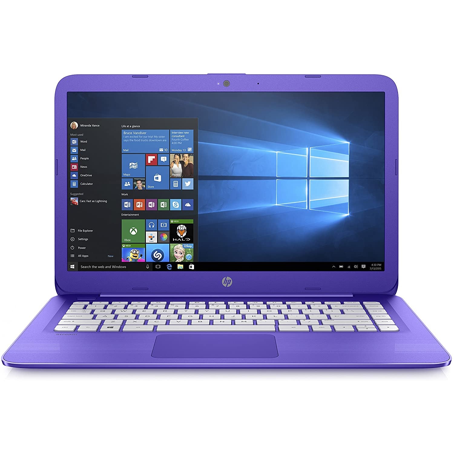 HP Stream 14-AX002NA, Intel Celeron, 4GB RAM, 32GB HDD, 14", Purple (Z3D81EA#ABU)