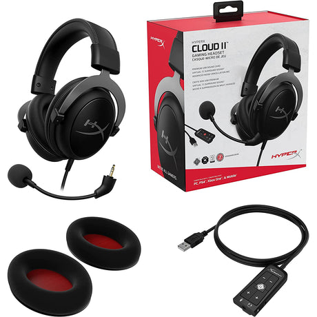 HyperX Cloud II 7.1 Virtual Surround Sound Computer Headset with Advanced USB Audio Control Box - Gunmetal Black