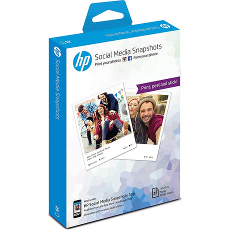 HP Social Media Snapshots 25 Sticky Photo Sheets - White