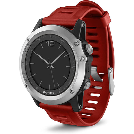 Garmin Fenix 3 GPS Multisport Watch with Outdoor Navigation - Silver With Red Strap