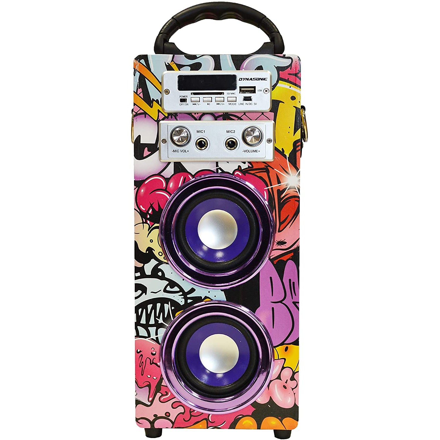 Dynasonic - (3rd Gen) Portable Bluetooth Speaker with Karaoke Mode and Microphone, FM Radio and USB SD Reader