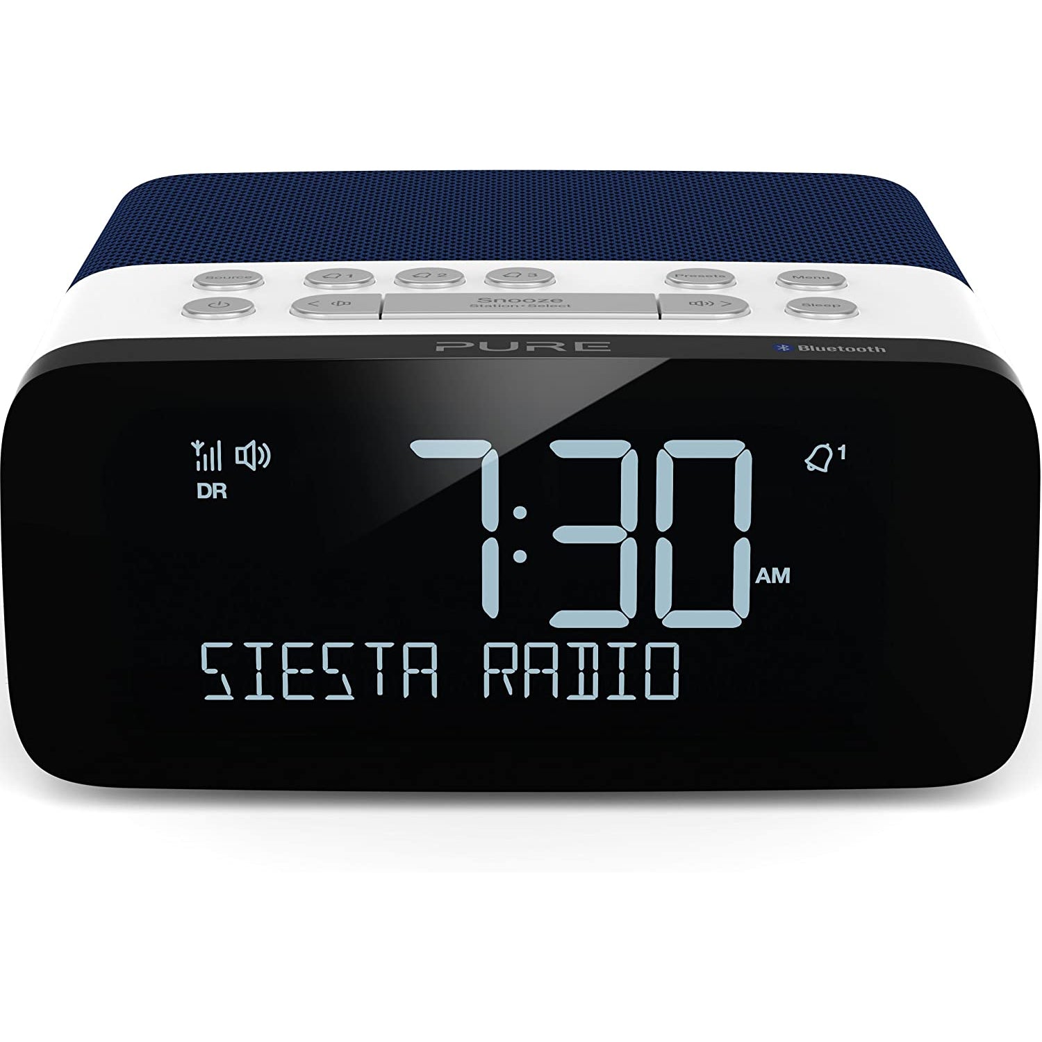 Pure Siesta Rise S DAB+/DAB/FM Digital Radio Alarm Clock with Bluetooth - Bedside Clock DAB Radio with USB Phone Charging