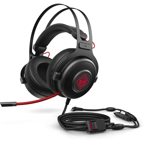 HP OMEN 800 Gaming Headset, DTS Headphone X, Noise-Cancelling Folding Mic, Black