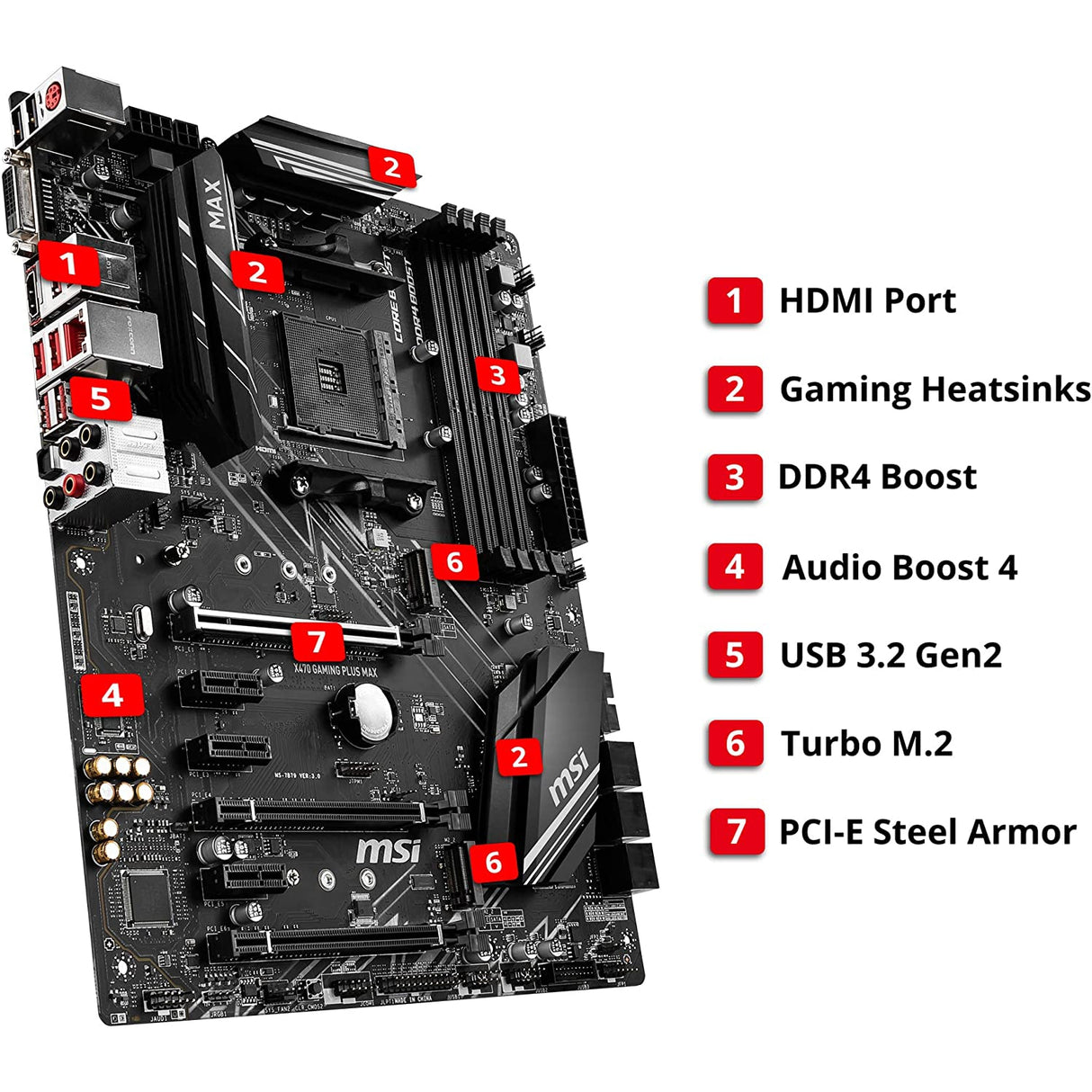 MSI X470 GAMING PLUS MAX Motherboard ATX, AM4 Socket - Refurbished Excellent