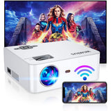Wimius S2 WiFi Projector, 6200 Lumens Wireless Mirroring Portable Projector (White/Black)