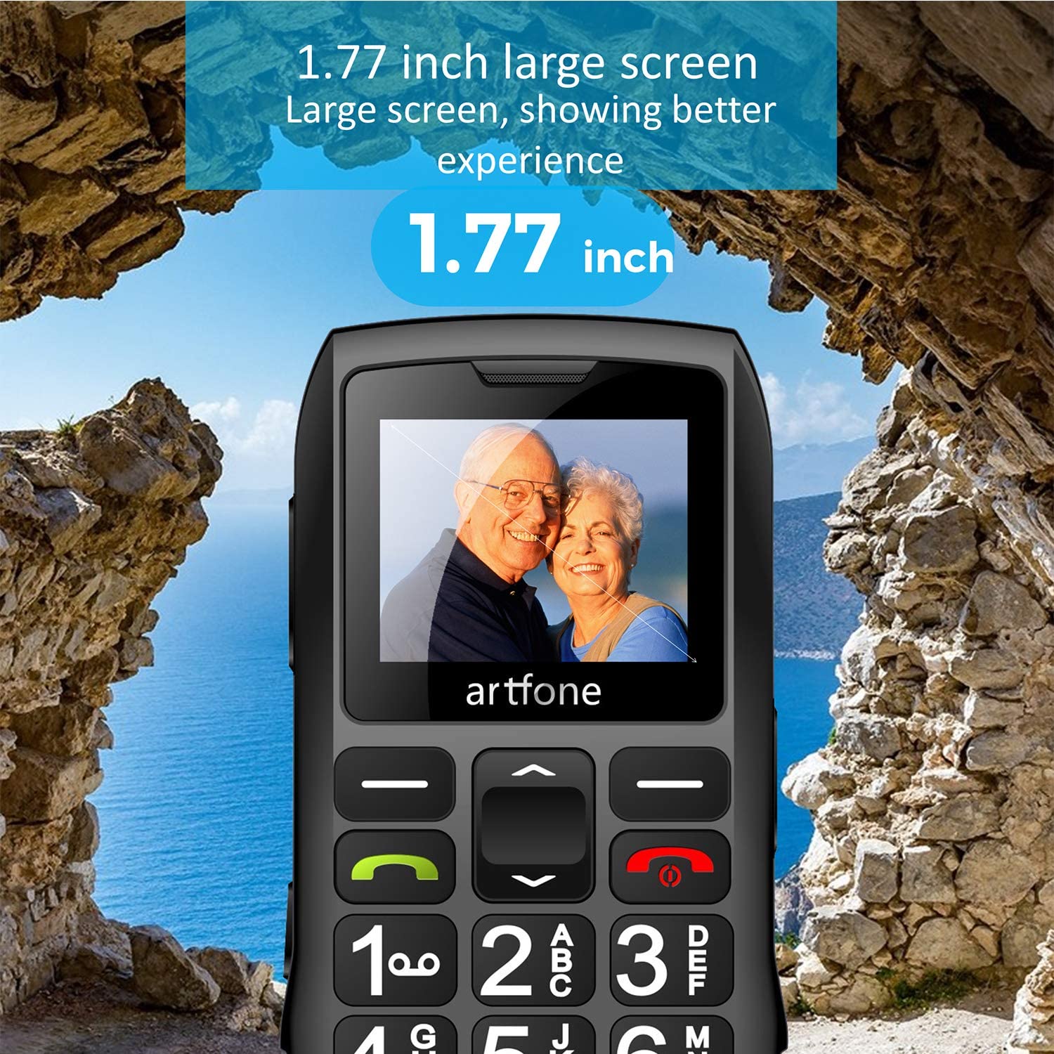 Artfone C1+ Big Button Mobile Phone (Black)