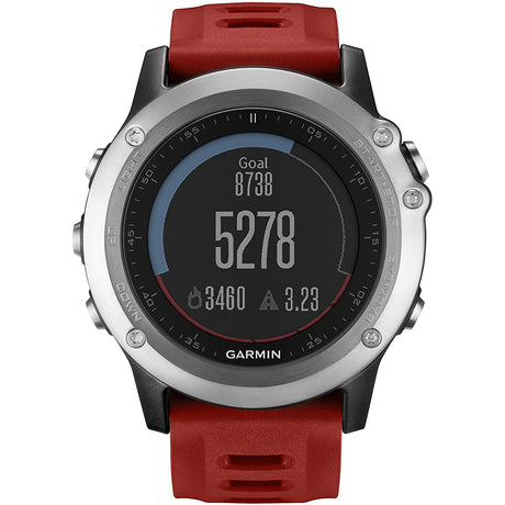 Garmin Fenix 3 GPS Multisport Watch with Outdoor Navigation - Silver With Red Strap