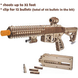 Wood Trick Assault Gun AR-T Model Kit with Telescoping Butt, Fuse, Sight and Clip for 12 Rounds