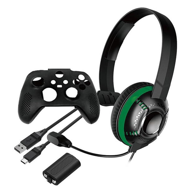 GameWare Xbox Series X Starter Kit - Chat Headset, Play & Charge Kit, Silicone Skin & More