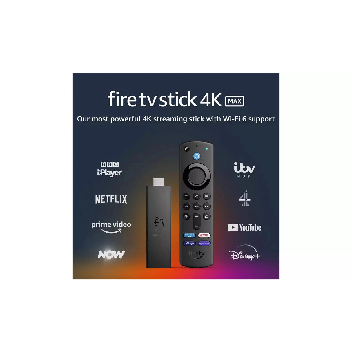 Amazon Fire TV Stick 4K Max (2021), Ultra HD Streaming Device with Alexa Voice Remote - Refurbished Pristine