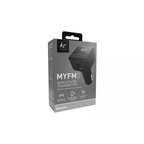 Kitsound MYFM3 Bluetooth 5.0 FM Transmitter, Black
