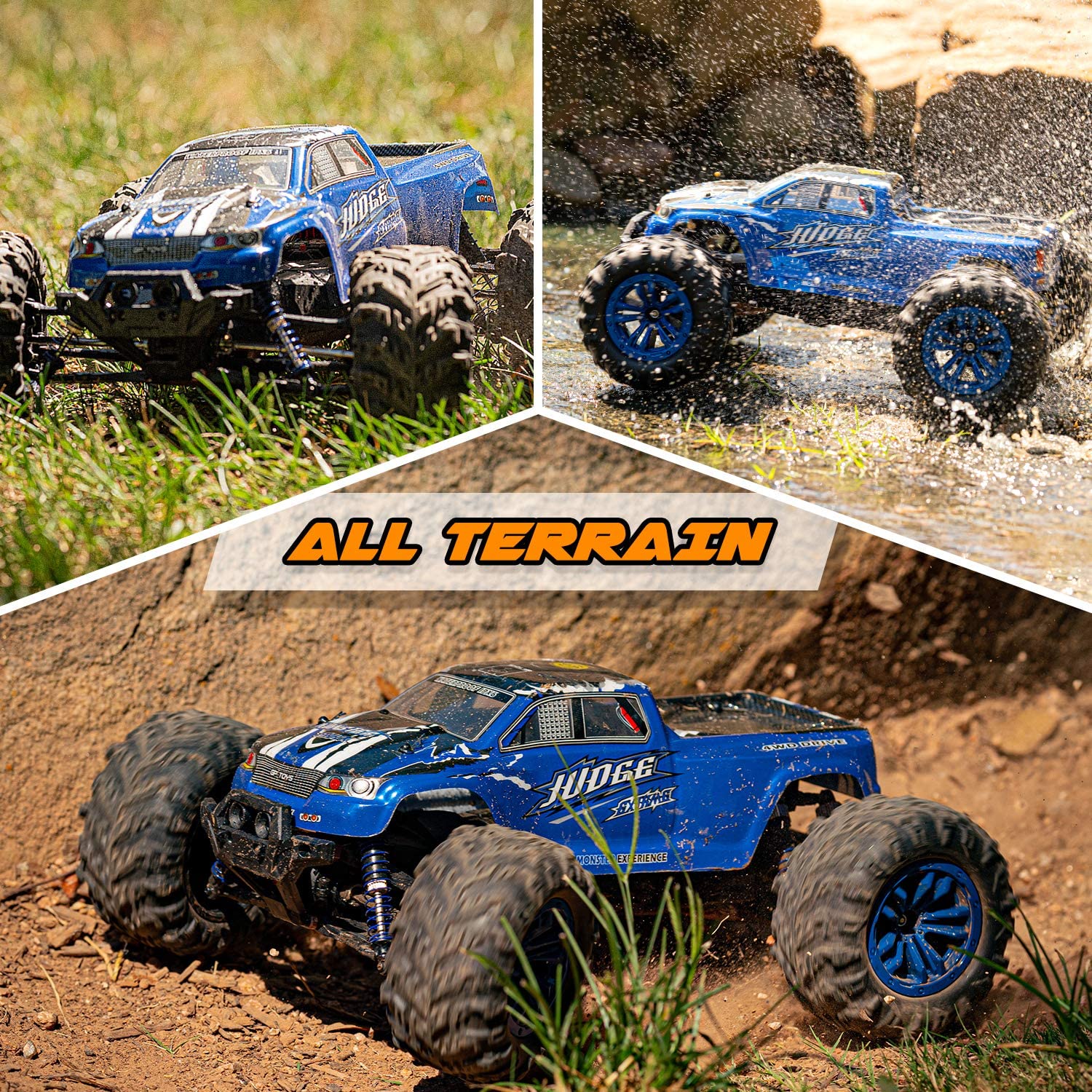 Soyee RC Cars 1:10 Scale RTR 46km/h High Speed Remote Control Car All Terrain Hobby Grade 4WD Off-Road Waterproof Monster Truck