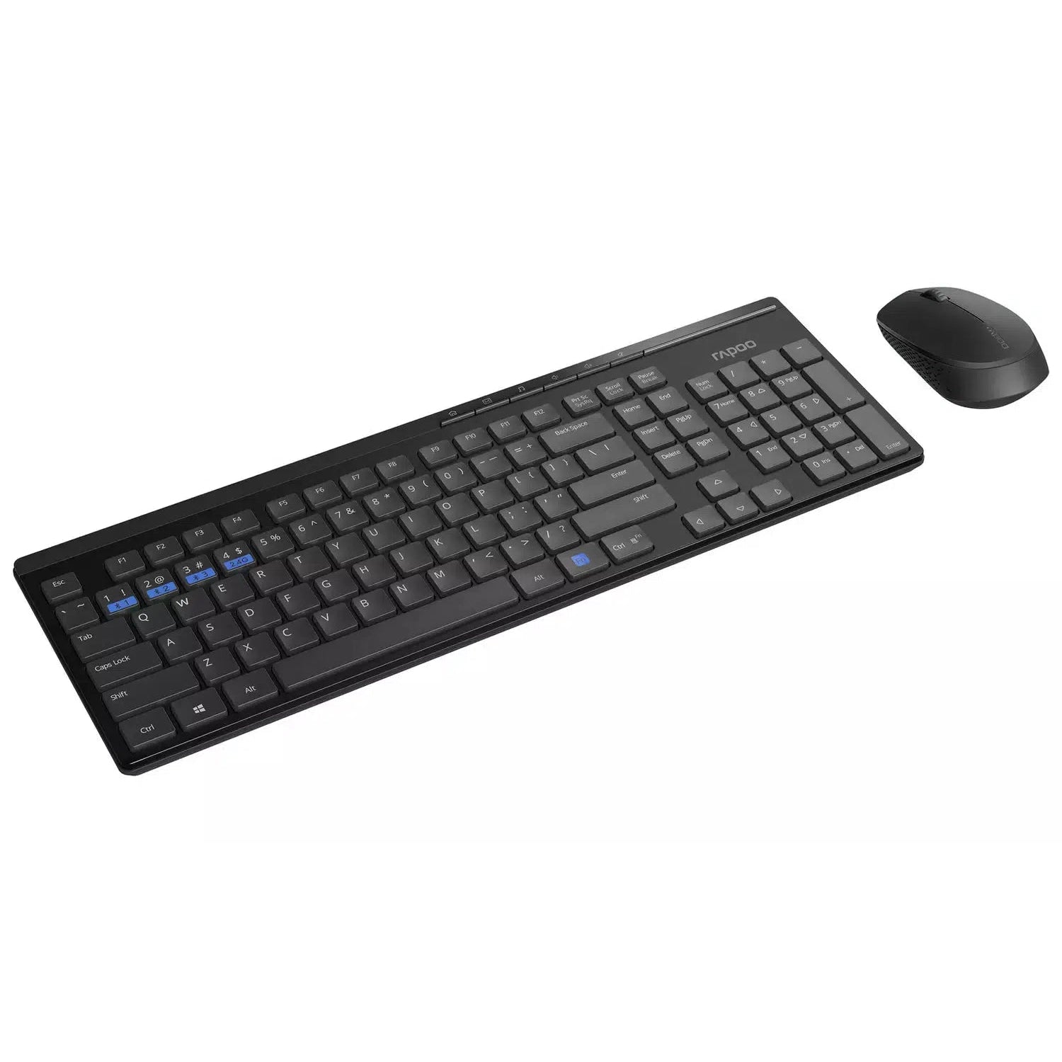 Rapoo 8100M Multi-Mode Wireless Mouse and Keyboard, Black - Refurbished Pristine