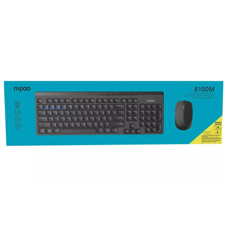Rapoo 8100M Multi-Mode Wireless Mouse and Keyboard, Black - Refurbished Good