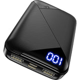 Eafu Portable Charger, Compact 10000mAh Dual 3A High Speed LED Display Power Bank, External Battery Pack with Flashlight