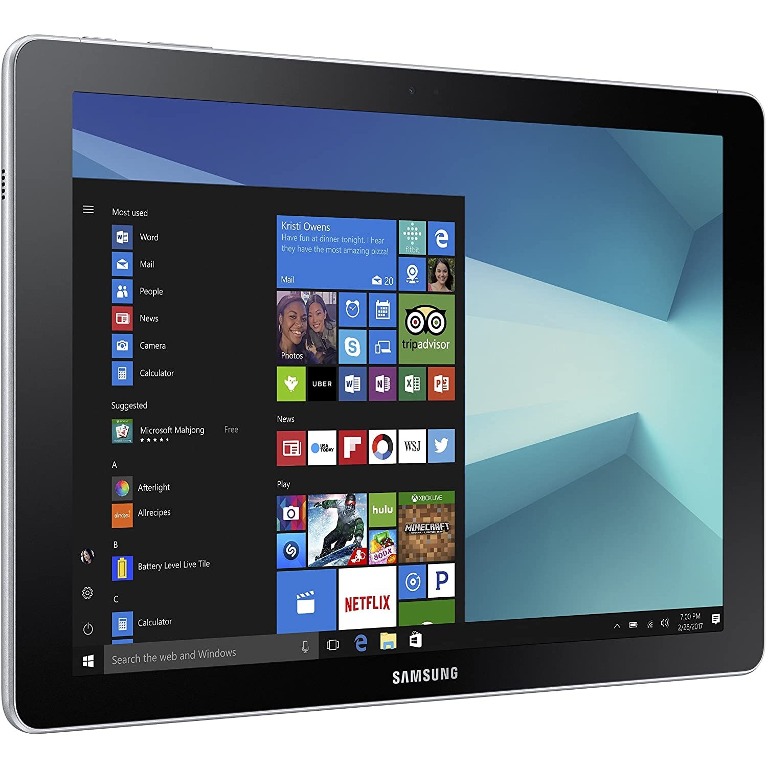 Samsung 10.5'' Tablet, Intel M3-7Y30, 4GB RAM, 64 GB eMMC, Black (SM-W620)