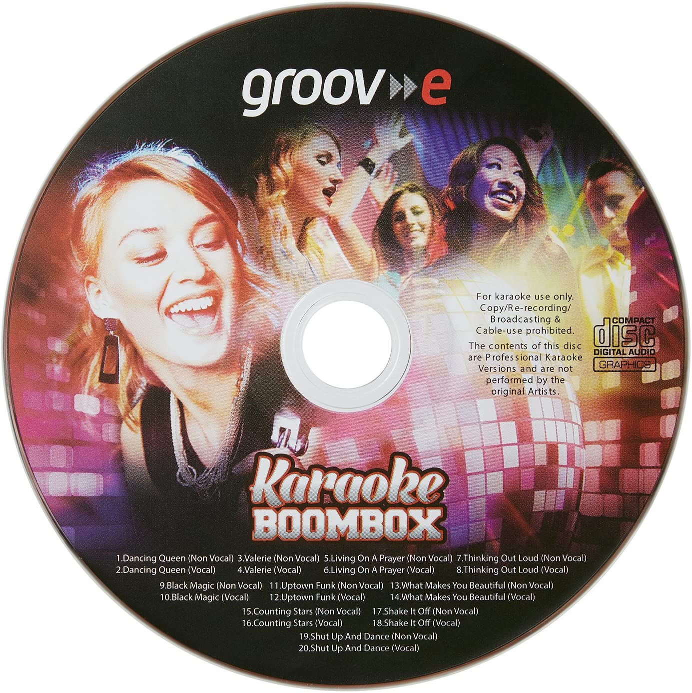Groov-e GV-PS923 Portable Party Karaoke Boombox Machine with CD Player