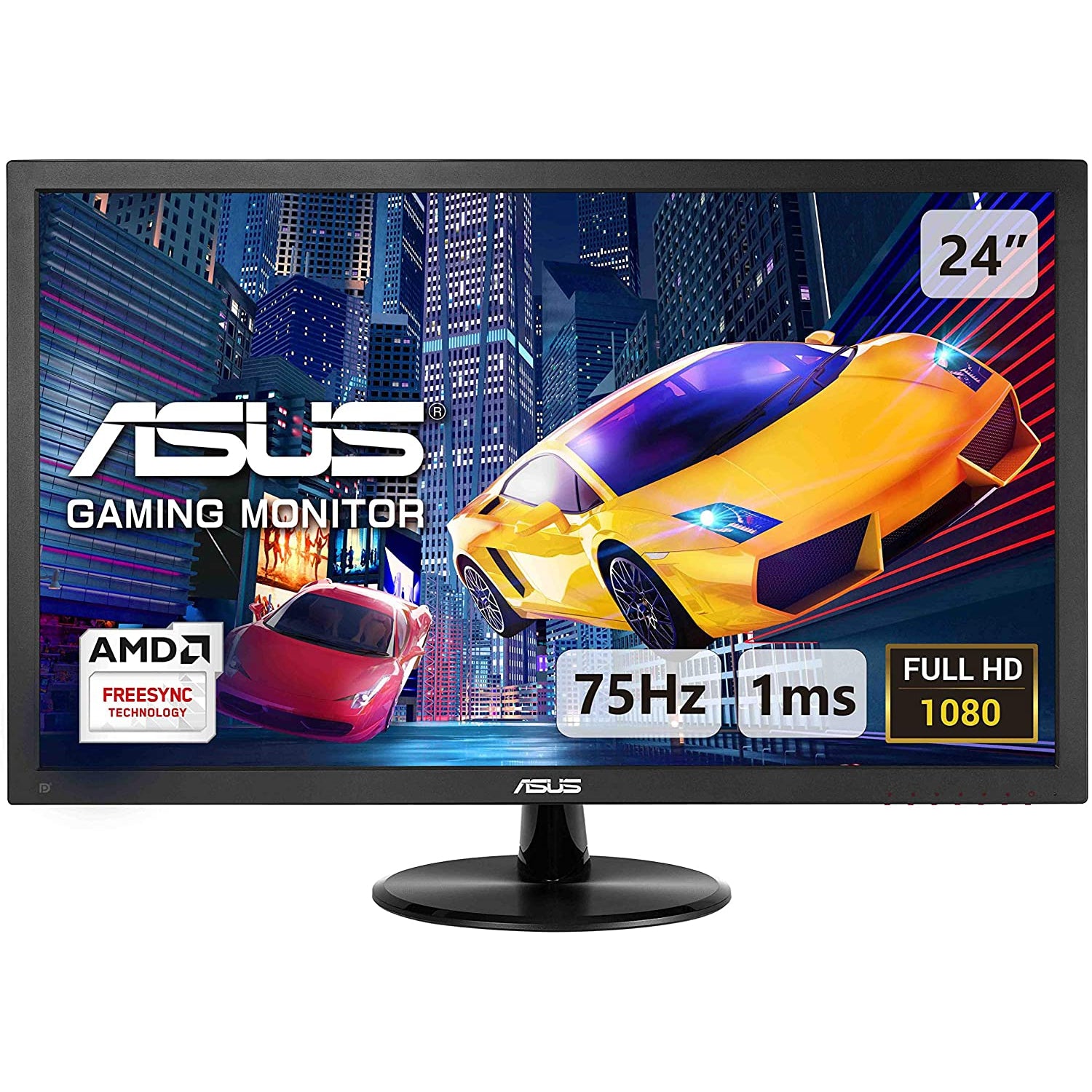 Asus VP248QG, 24 Inch FHD (1920x1080) Gaming monitor, 1ms, up to 75Hz, DP, HDMI, D-Sub, Free Sync, Low Blue Light, Flicker Free, TUV Certified