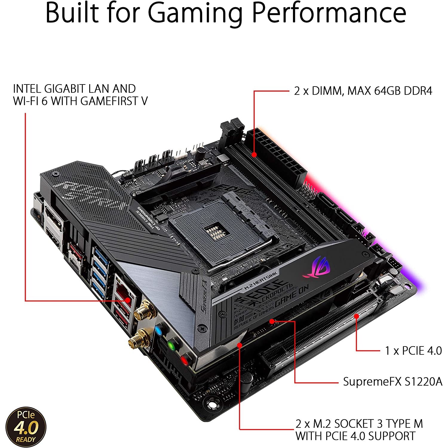 ASUS ROG Strix X570-I Gaming, Mini-ITX Gaming Motherboard, AMD Ryzen