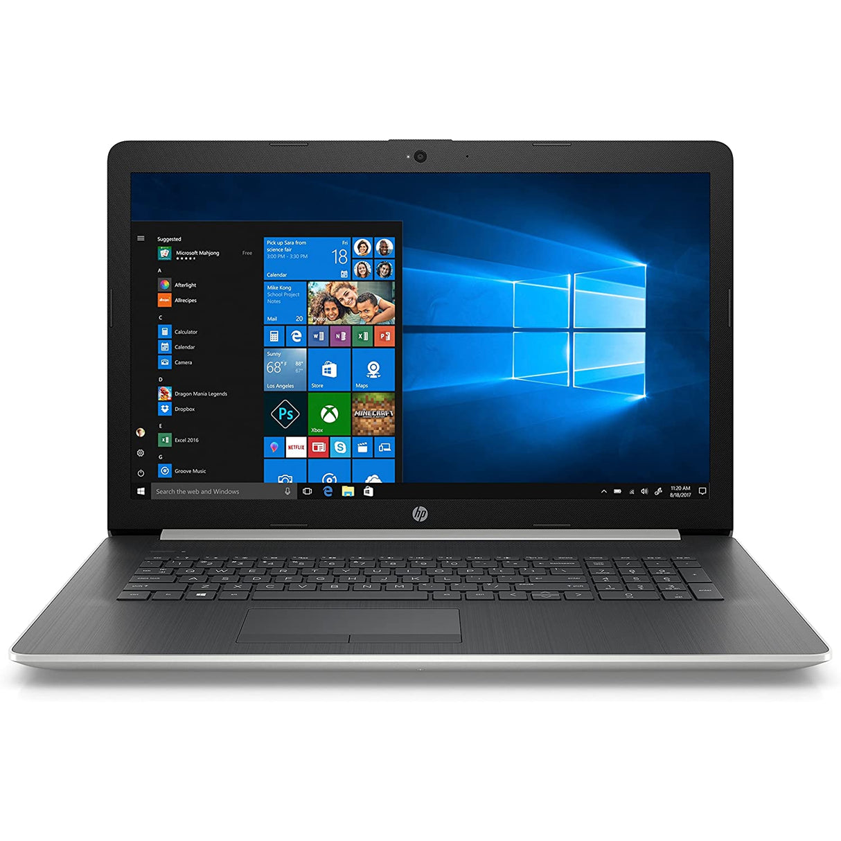 HP 17-by0000na 17.3" Laptop, Intel Core i5-8250U, 4GB RAM, 1TB HDD, 4CP68EA#ABU, Natural Silver