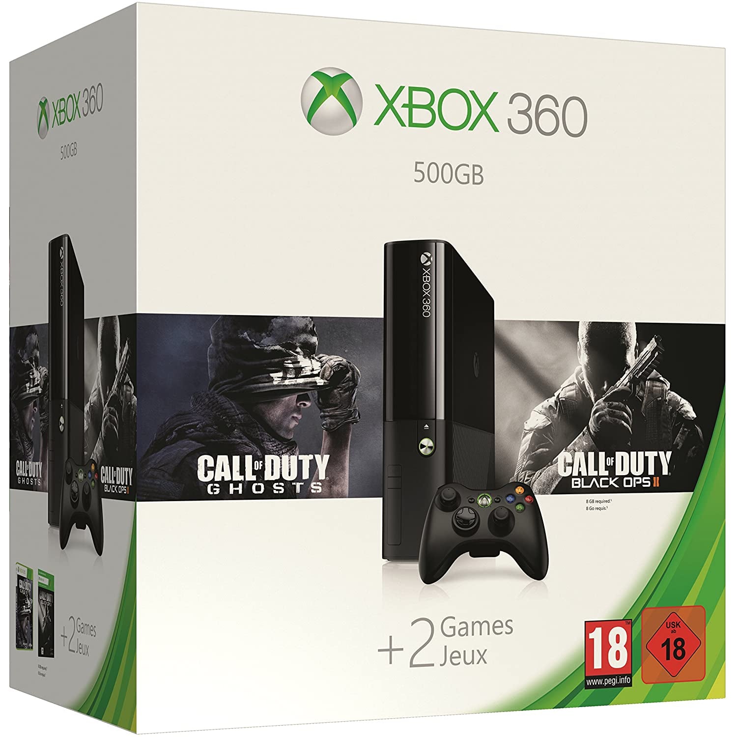Xbox 360 Console 500GB Black + Call of Duty: Ghosts + Call of Duty: Black Ops 2