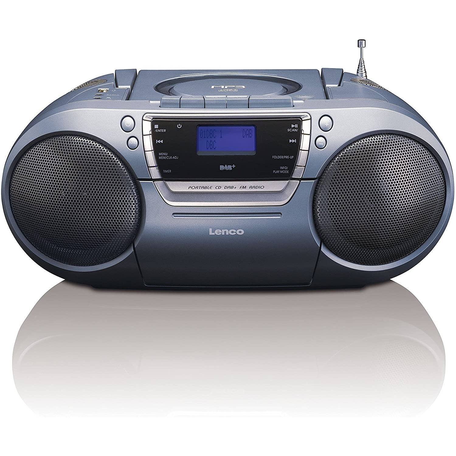 Lenco SCD-680 Silver, Portable Stereo DAB+ & FM Radio with CD, Cassette and USB Player, Grey Boombox