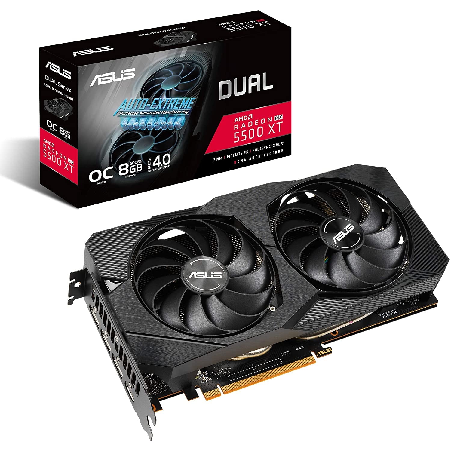 ASUS Dual Radeon RX 5500 XT EVO OC Edition 8 GB GDDR6 Gaming Graphics Card