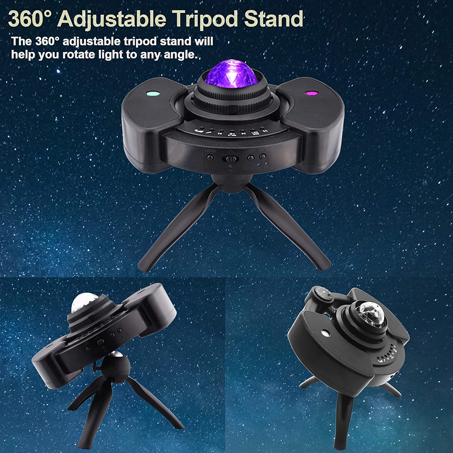 Star Projector, 4 in 1 LED Night Light Projector with Adjustable Tripod Stand, Colourful Starry Galaxy Night Light Projector