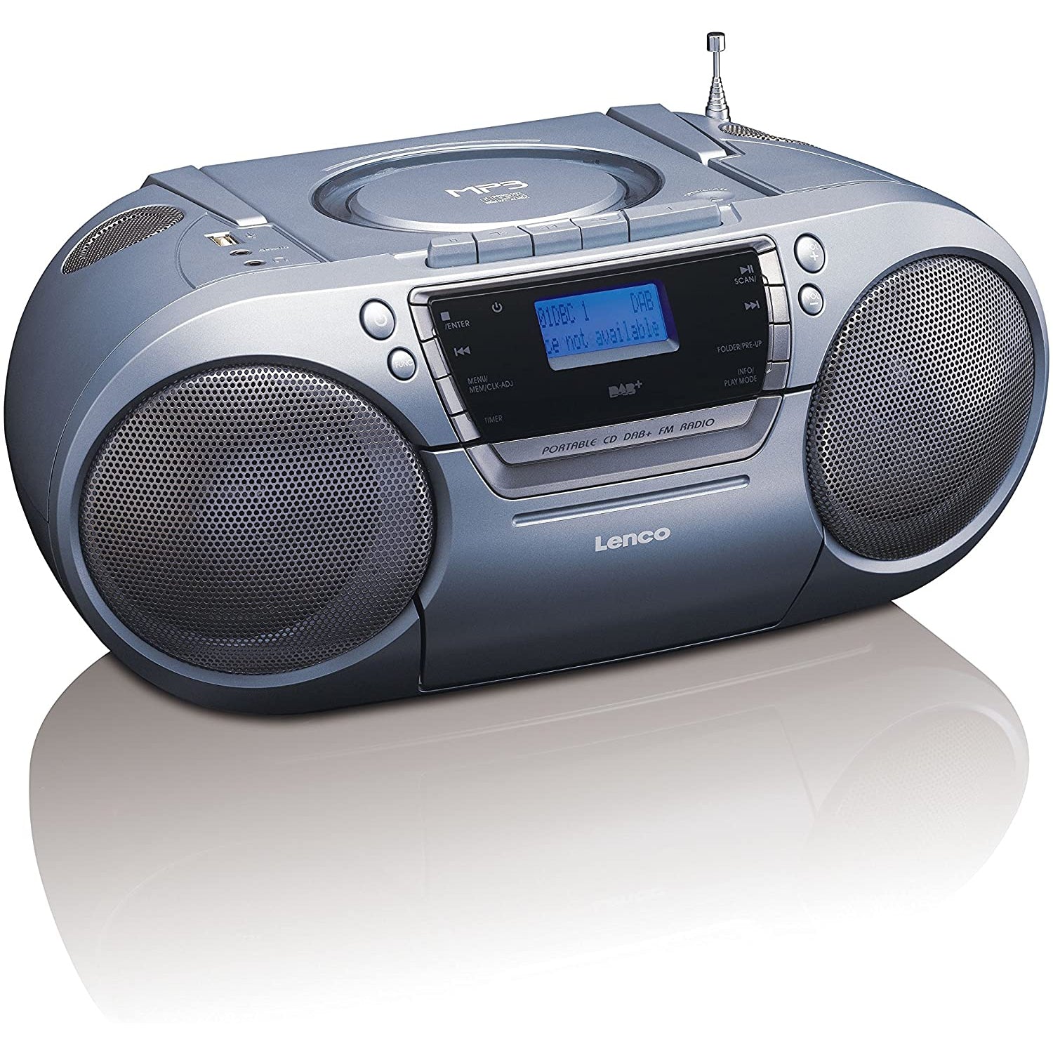 Lenco SCD-680 Silver, Portable Stereo DAB+ & FM Radio with CD, Cassette and USB Player, Grey Boombox