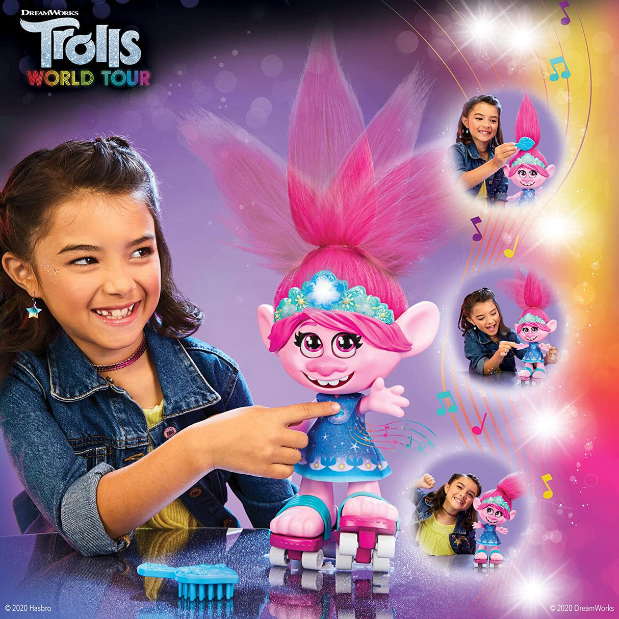 Trolls World Tour Dancing Hair Poppy Interactive Singing Doll (New)