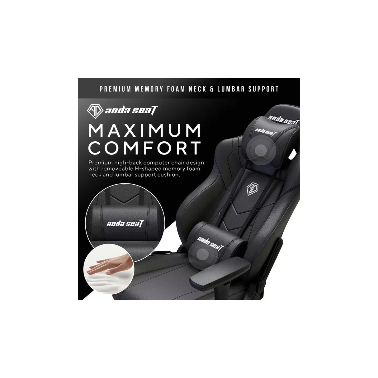 Anda Seat Dark Demon Faux Leather Gaming Chair, Black