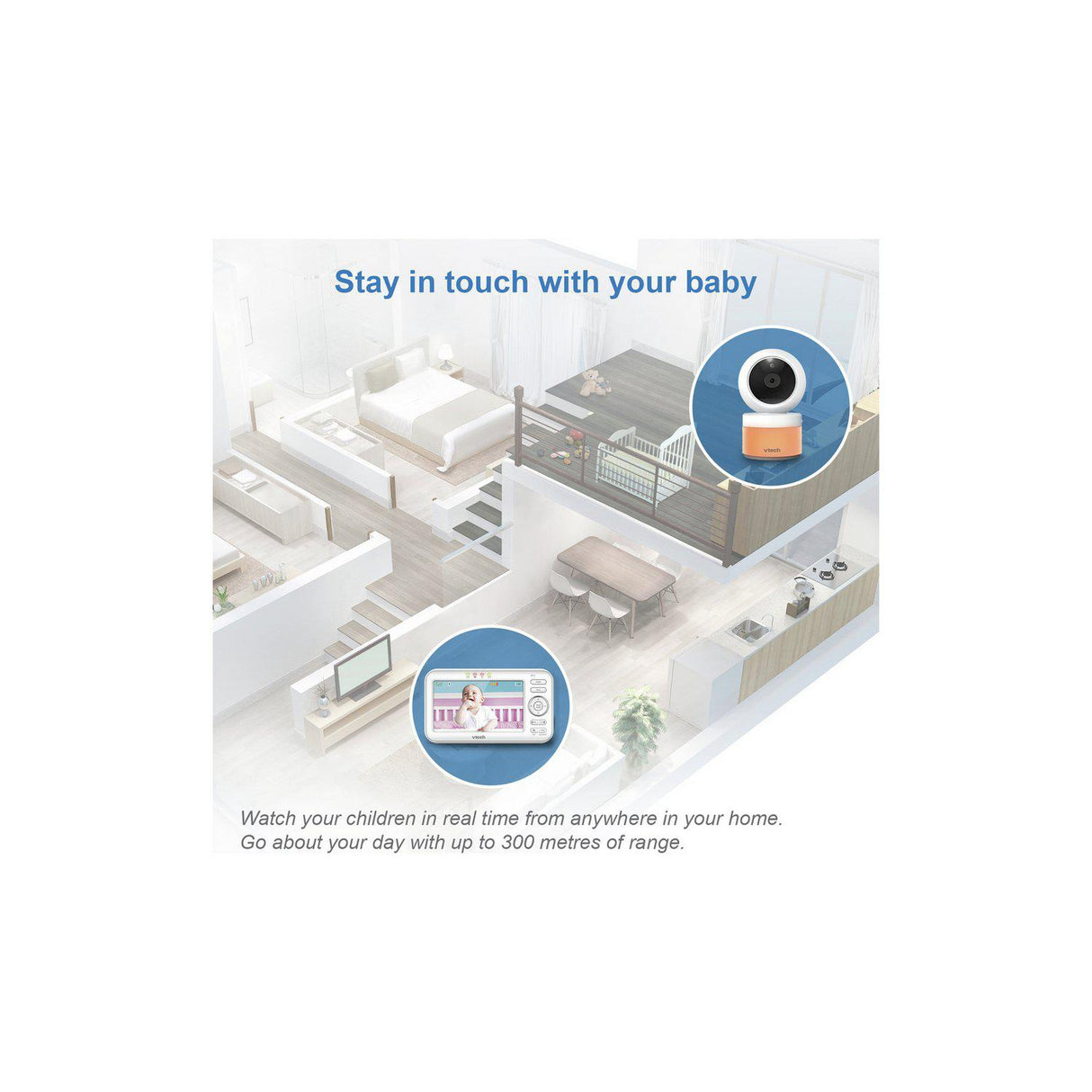 VTech VM5463 Digital Baby Pan & Tilt Monitor - White - Refurbished Excellent