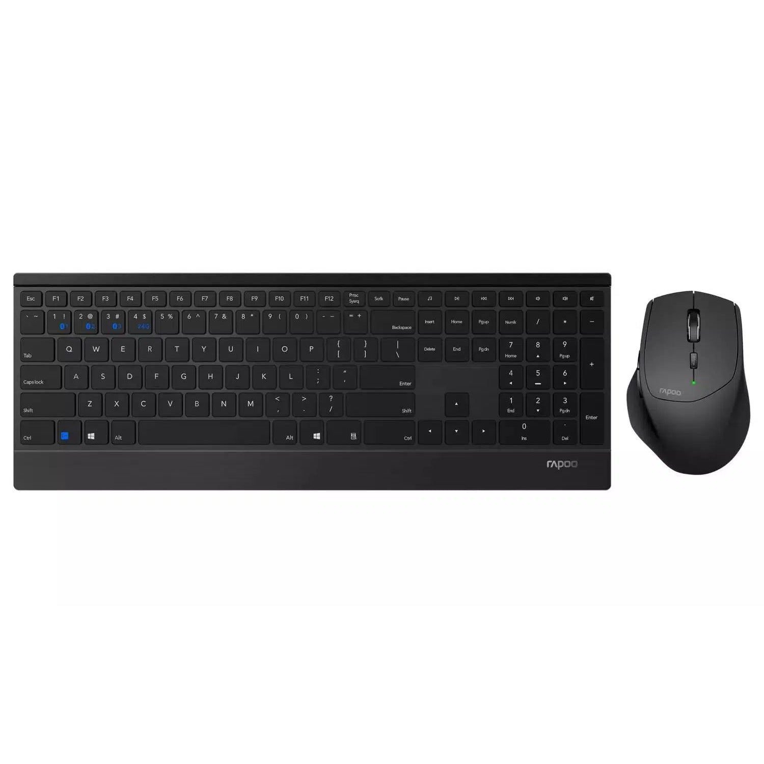 Rapoo 9500M Multi-Mode Wireless Mouse and Keyboard, Black - Refurbished Excellent