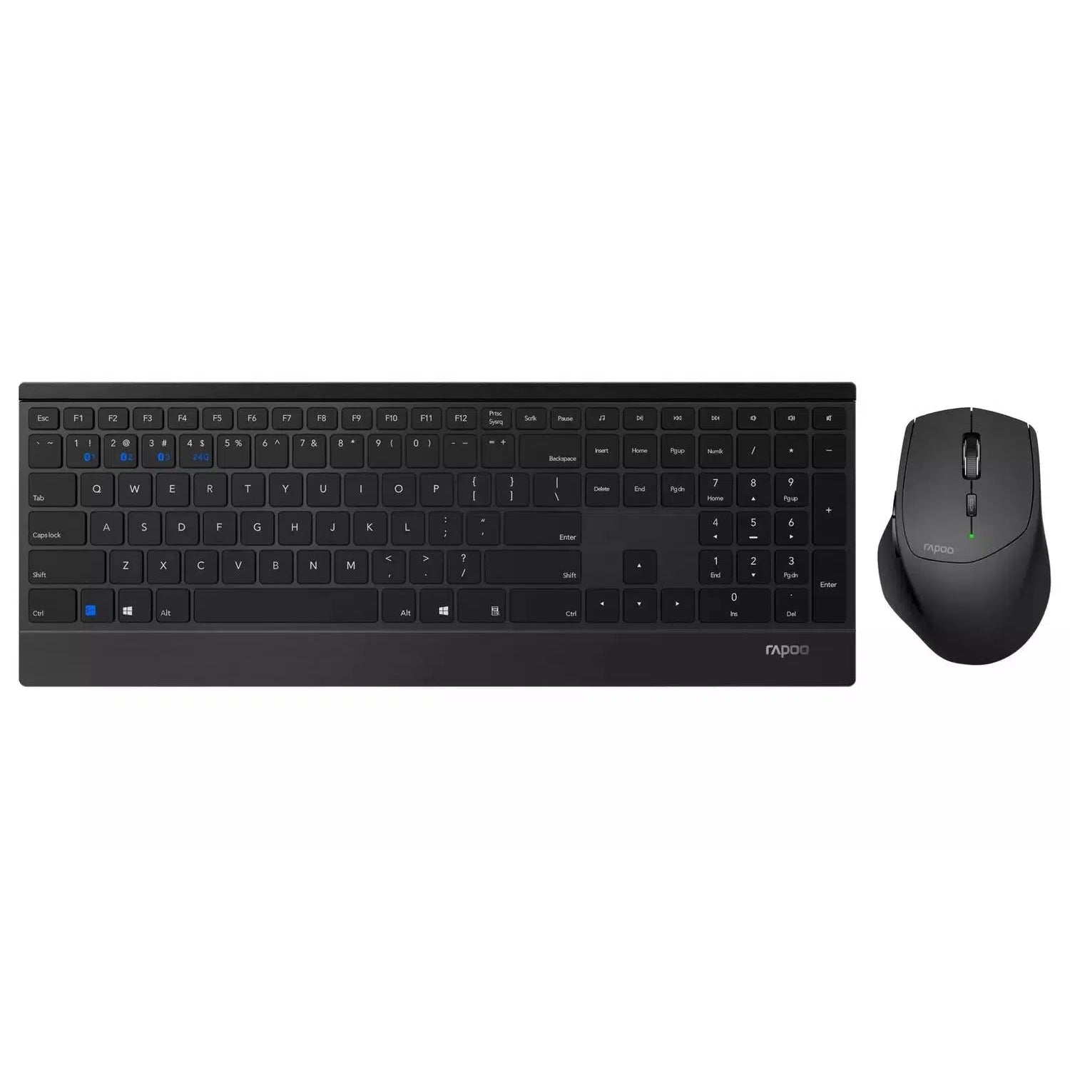 Rapoo 9500M Multi-Mode Wireless Mouse and Keyboard, Black - Refurbished Good