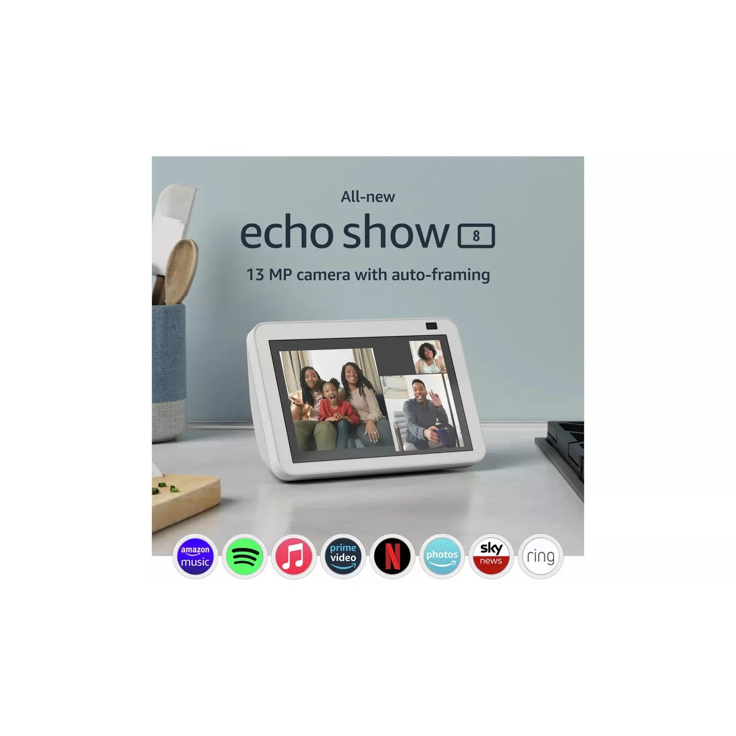 Amazon Echo Show 8 (2nd Gen) Smart Display With Alexa - Chalk