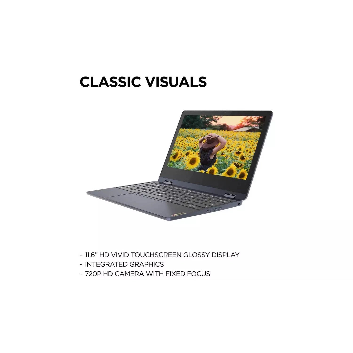 Lenovo IdeaPad 3 11.6" 2-in-1 Chromebook, MediaTek MT8183, 4GB RAM, 64GB eMMC, Blue (82KM000FUK)
