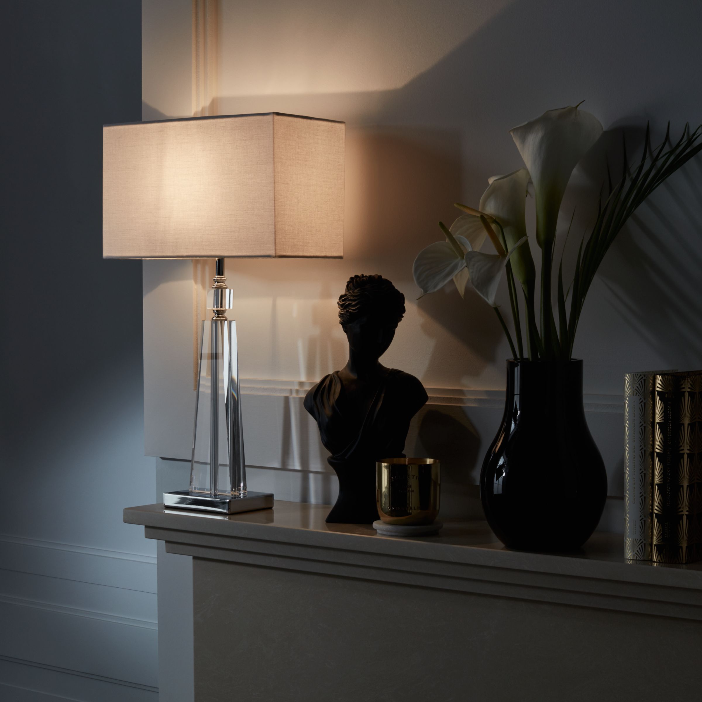 John Lewis & Partners Trisha Triangle Glass Table Lamp, Clear