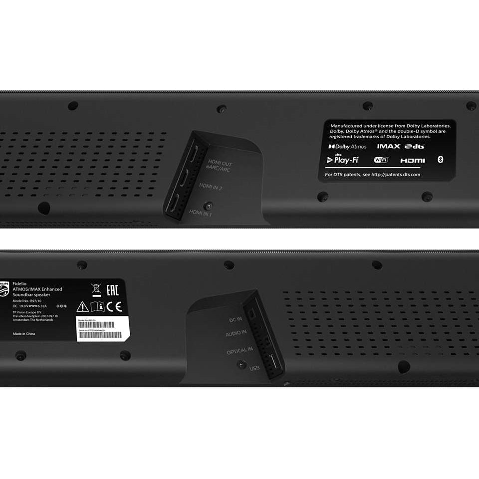 Philips Fidelio Soundbar 7.1.2 With Wireless Subwoofer, Black
