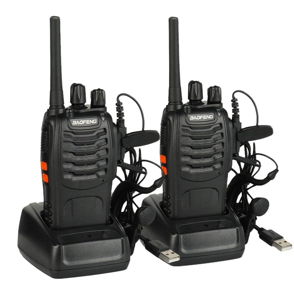 Baofeng BF-88E Walkie Talkie with USB Charger Handheld Portable Radio x2 Pack - Black