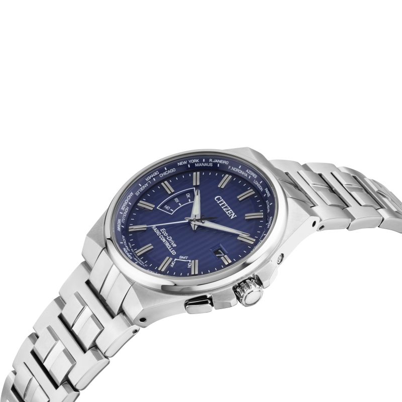 Citizen CB0160-51L Men's Eco-Drive World Perpetual A-T Date Bracelet Strap Watch, Silver