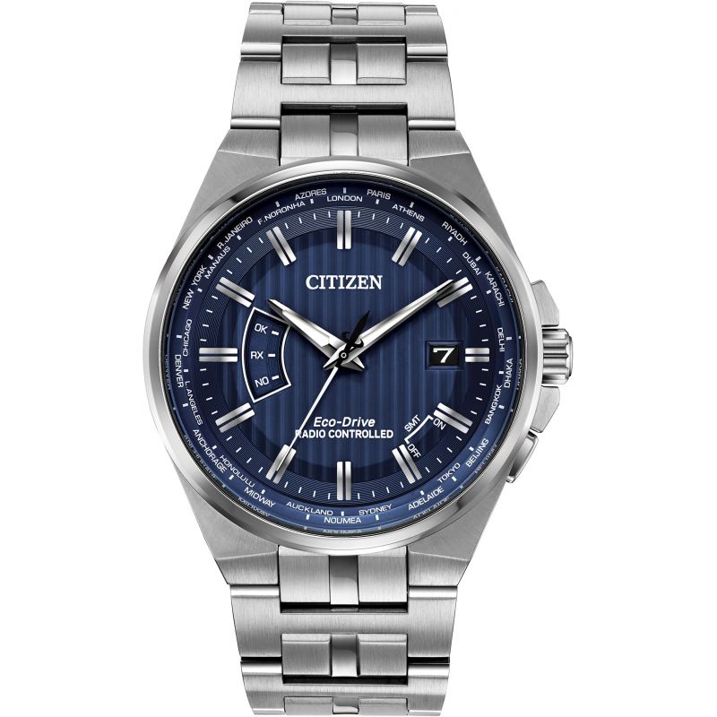 Citizen CB0160-51L Men's Eco-Drive World Perpetual A-T Date Bracelet Strap Watch, Silver