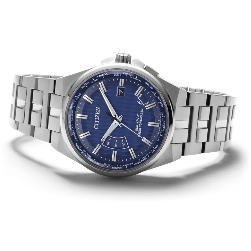 Citizen CB0160-51L Men's Eco-Drive World Perpetual A-T Date Bracelet Strap Watch, Silver