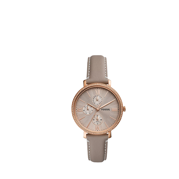 Fossil ES5097 Women's Jacqueline Chronograph Leather Strap Watch, Grey