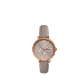 Fossil ES5097 Women's Jacqueline Chronograph Leather Strap Watch, Grey