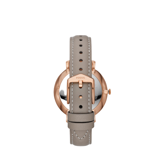 Fossil ES5097 Women's Jacqueline Chronograph Leather Strap Watch, Grey