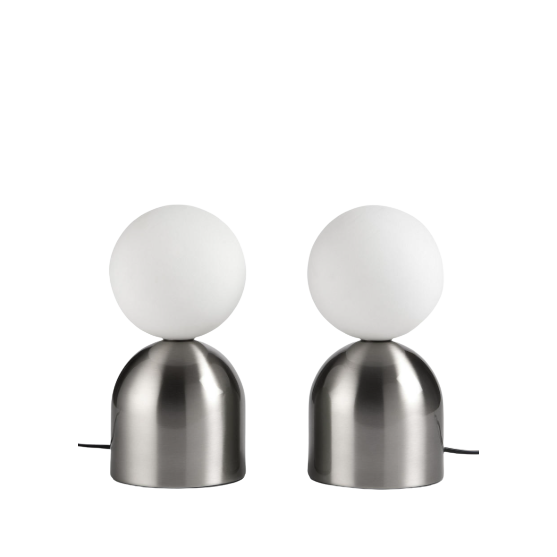 John Lewis & Partners Lupo Touch Table Lamps, Brushed Chrome, Set of 2