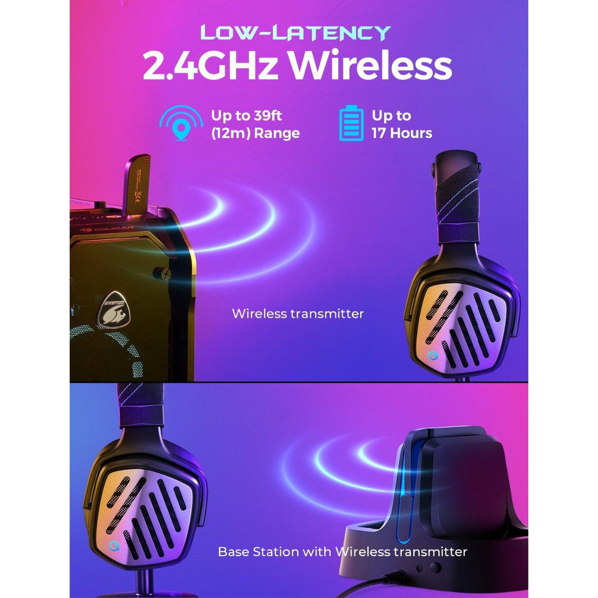 MPow T1 Wireless Gaming Headset with Base Station Surround Sound